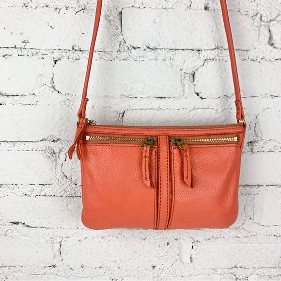 Fossil Erin Small Zip Top Watermelon Pink Crossbody Purse - Picture 3 of 14